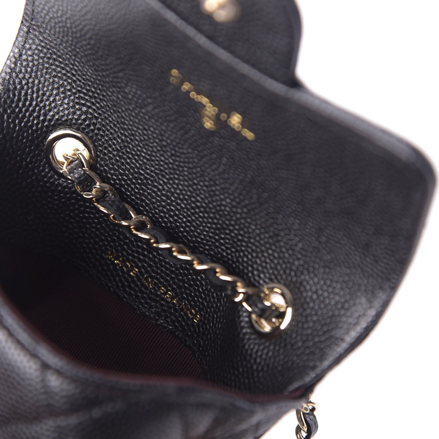 Caviar Quilted Mini Chain Belt Bag Black