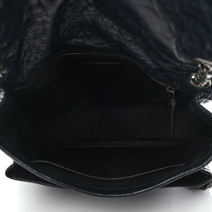 Saint Laurent Crinkled Calfskin Matelasse Monogram Medium Niki Chain Satchel Deep Marine 5 of 10