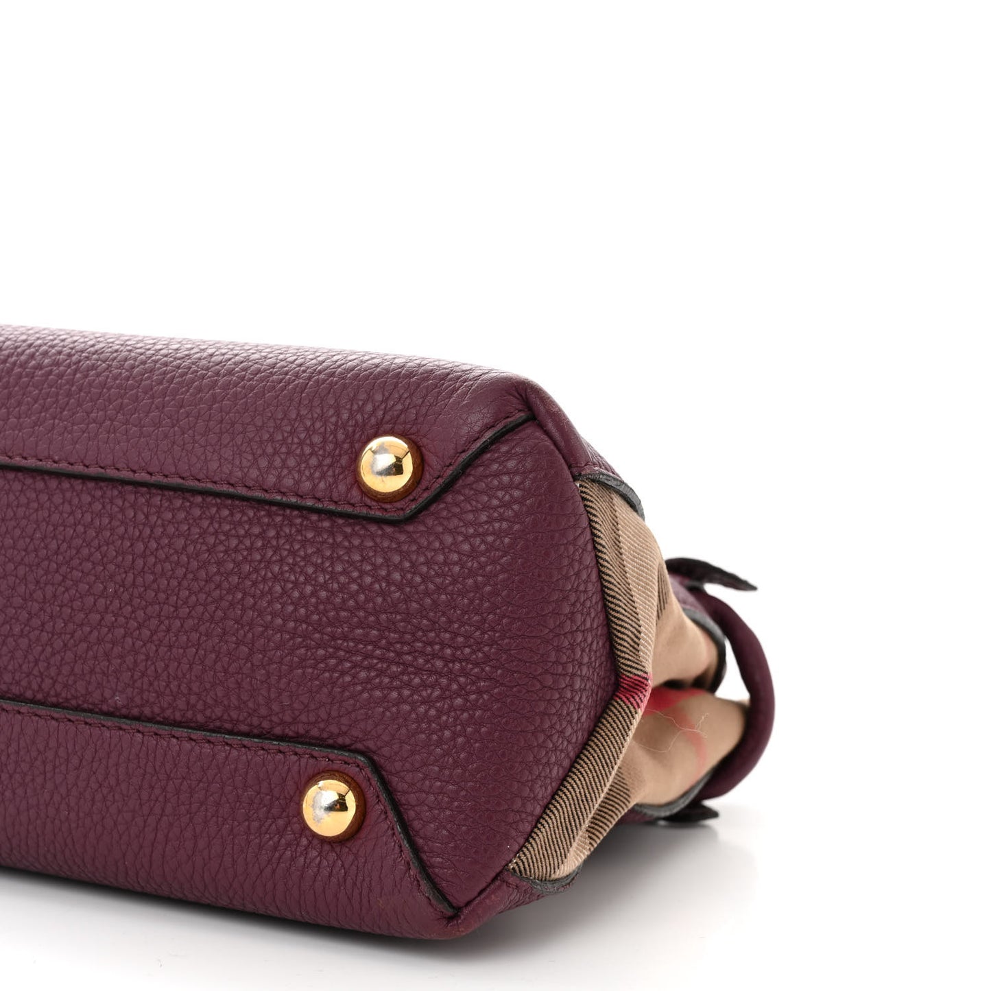 Grainy Calfskin House Check Small Banner Tote Elderberry
