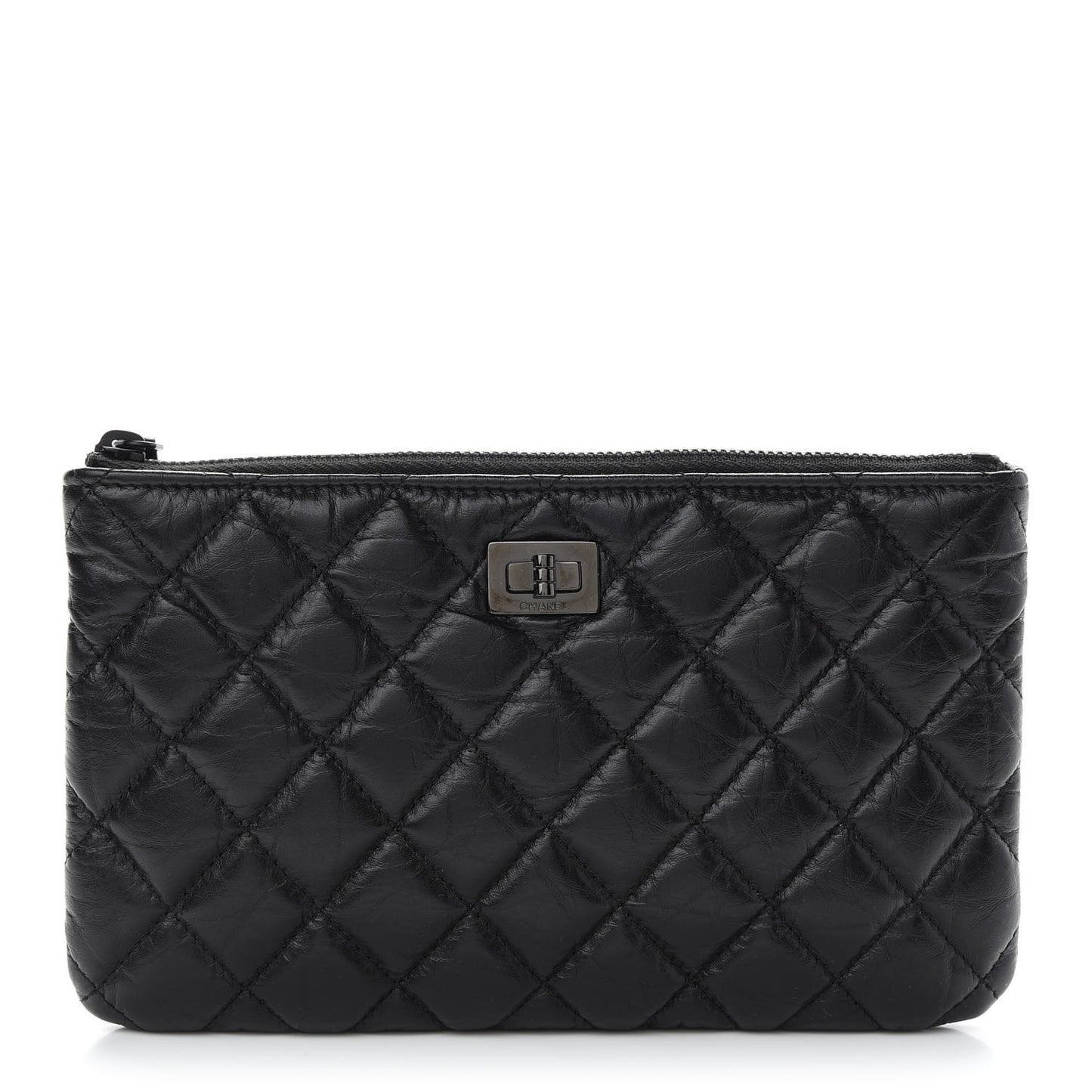 Aged Calfskin Quilted Medium Reissue Cosmetic Case So Black