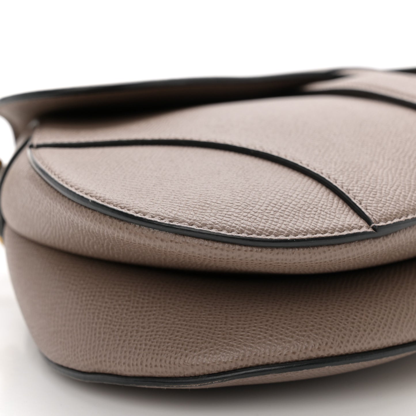 Grained Calfskin Saddle Bag Warm Taupe