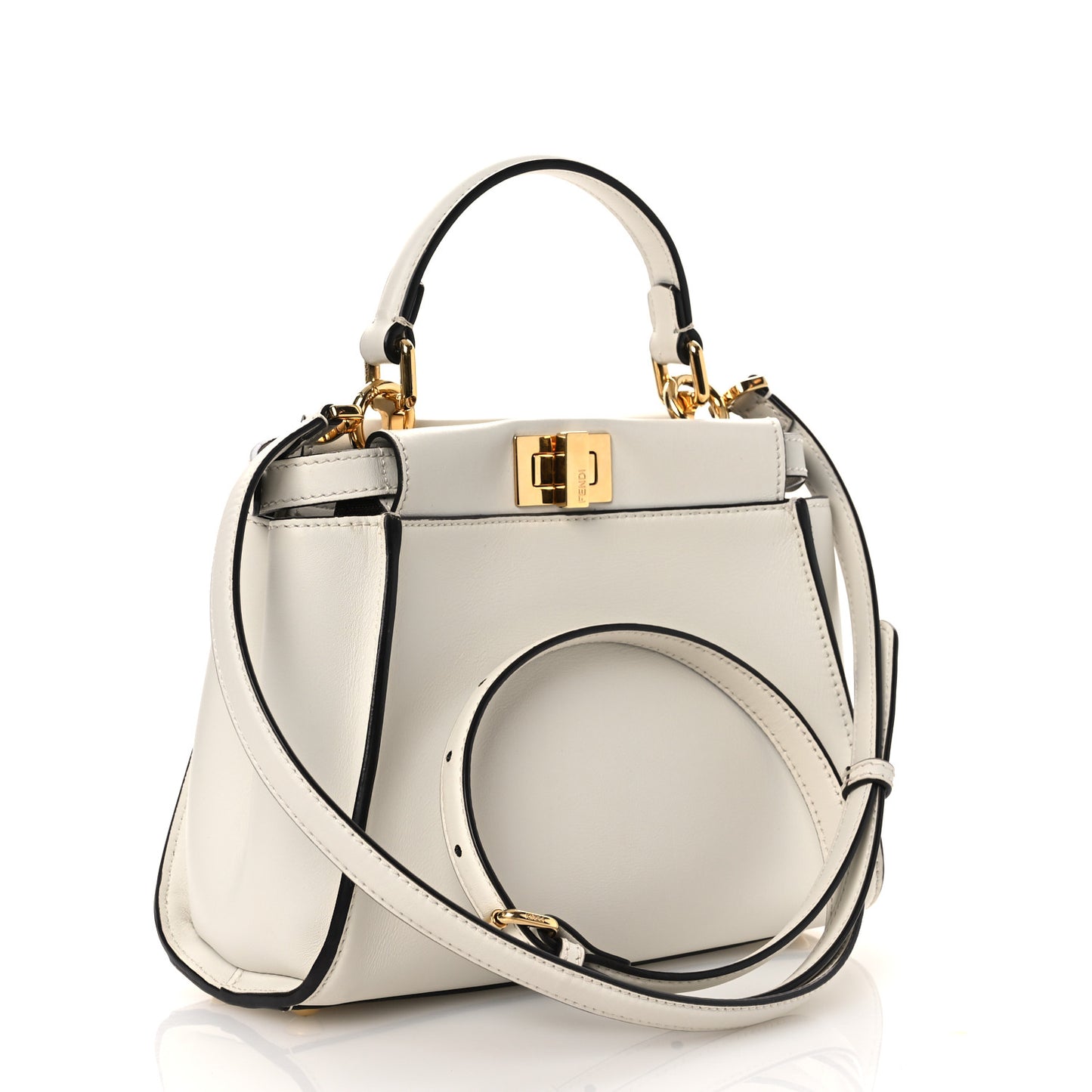 Vitello Seta Fabric Jacquard FF 1974 Mini Peekaboo Iconic Satchel White