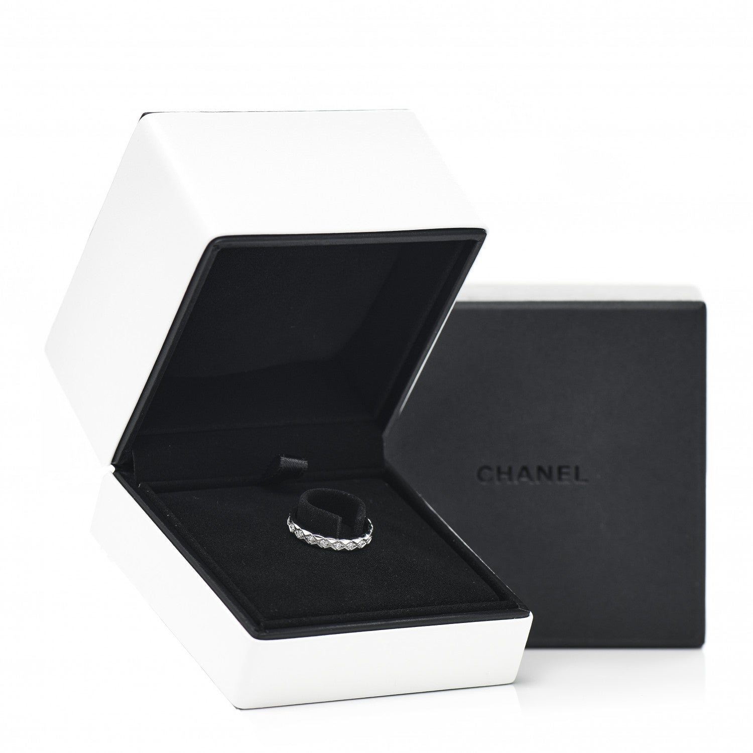 Chanel 18K White Gold Diamond Mini Coco Crush Ring 54 6.75 6 of 6