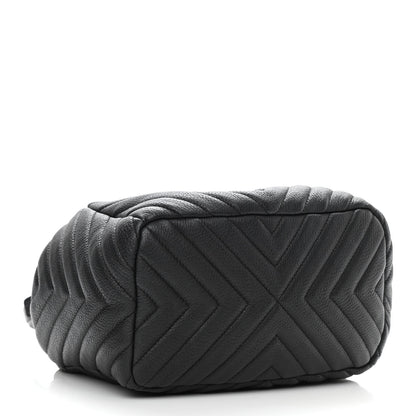 Chanel Deerskin Chevron Small CC Chain Bucket Drawstring Bag Black 4 of 10