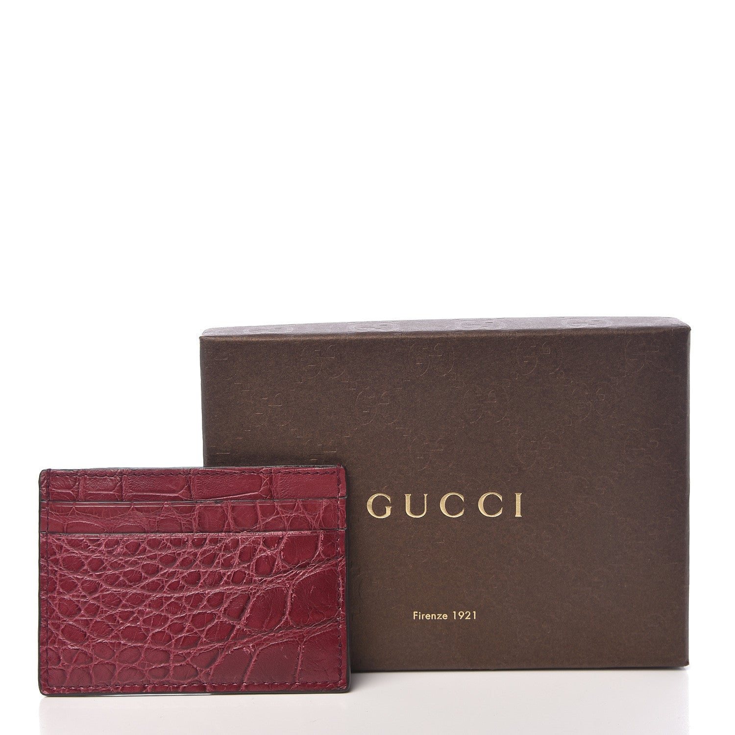 Gucci Crocodile Card Holder Cherry Gloss 8 of 8