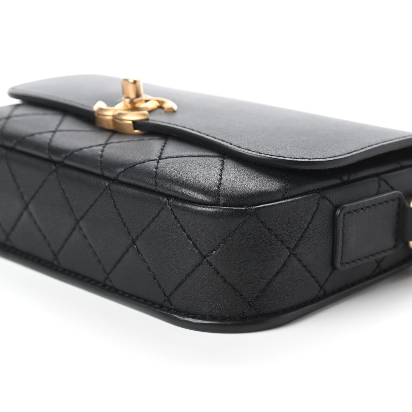 Calfskin Quilted Multi Pouching Flap And Coin Purse Black