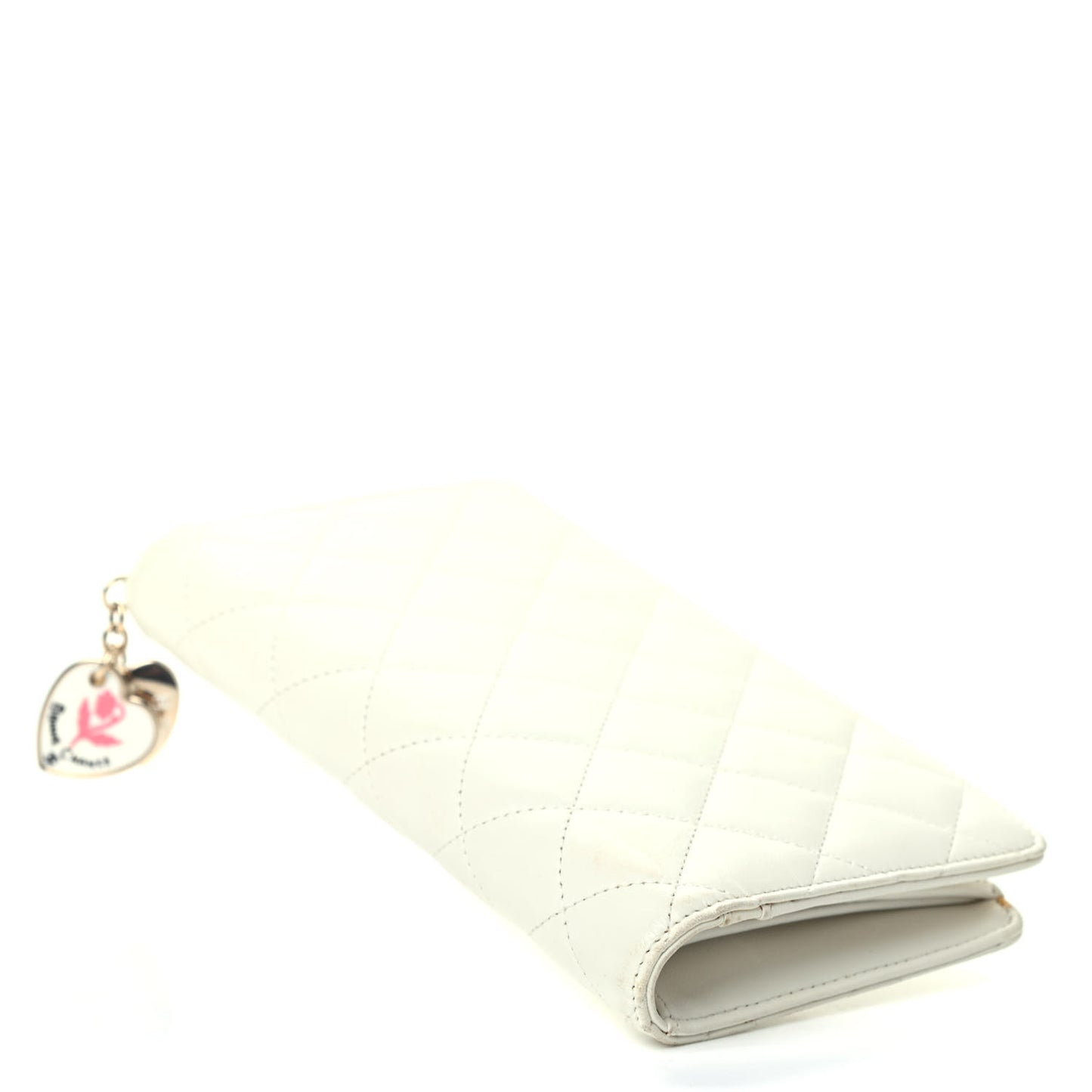 Lambskin Quilted Valentine Wallet White