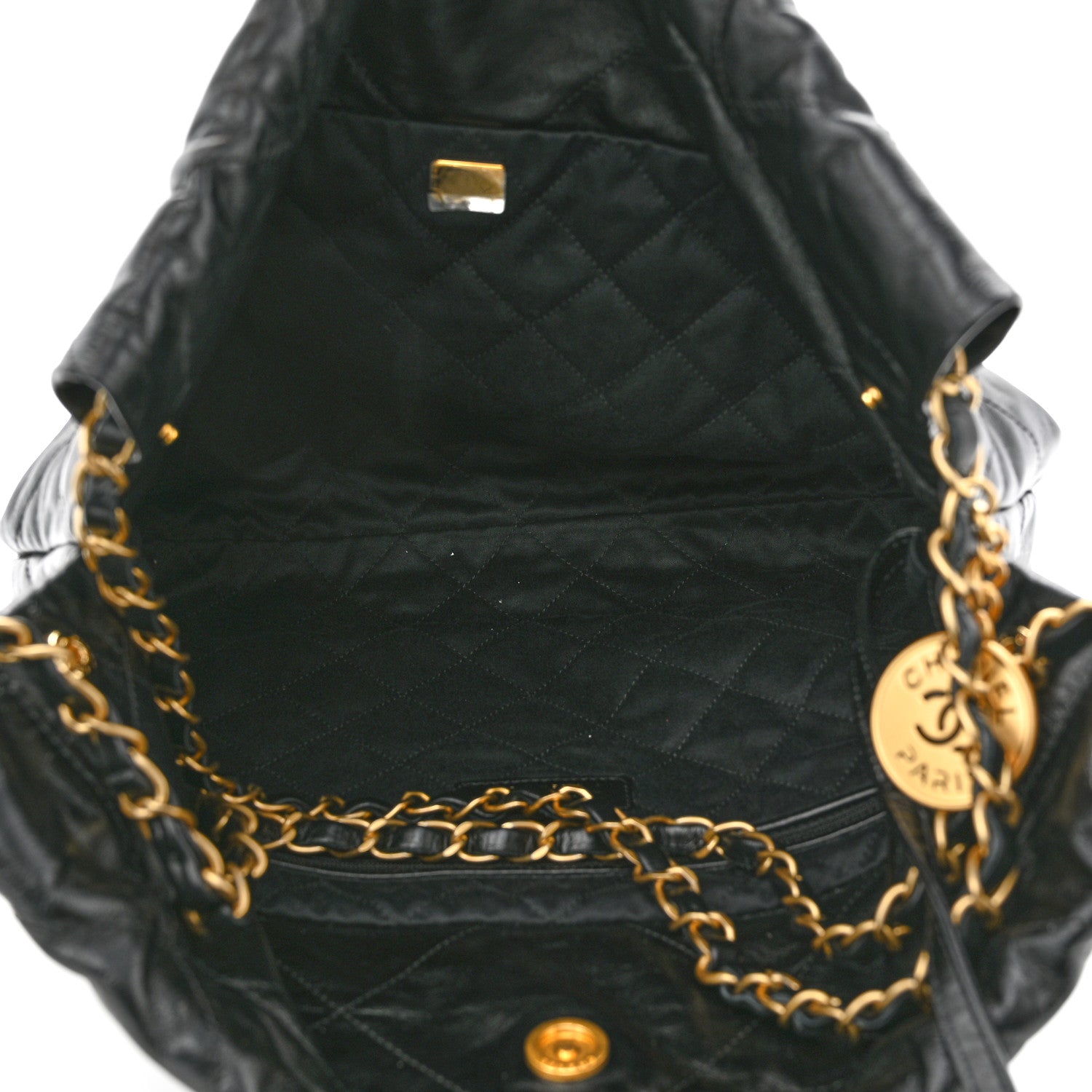 Chanel Shiny Calfskin Quilted Small Chanel 22 Black 6 of 12