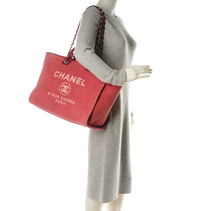 Chanel Canvas Large Deauville Tote Red 2 of 8