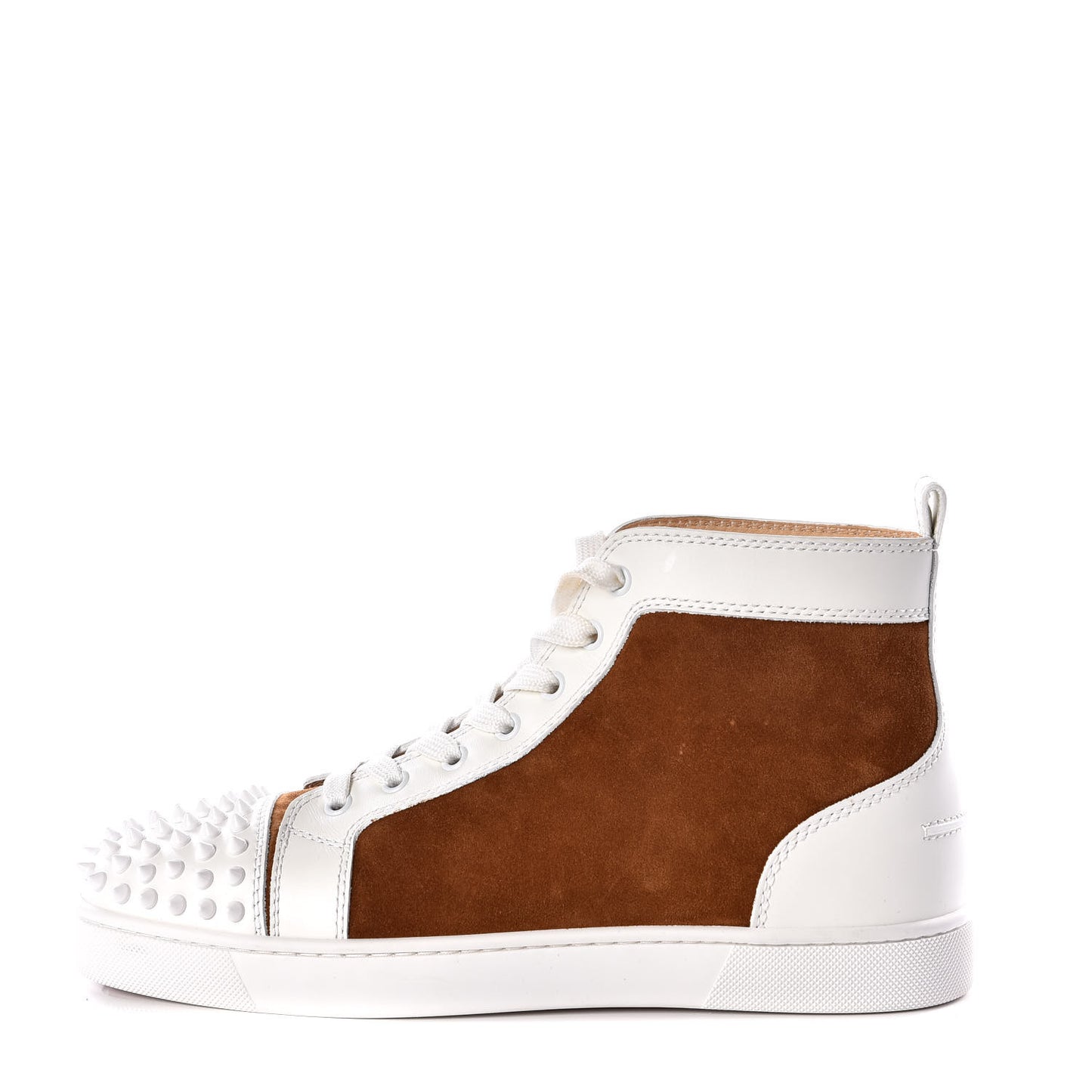Calfskin Suede Mens Louis Spikes Flat Sneakers 41.5 White Indiana