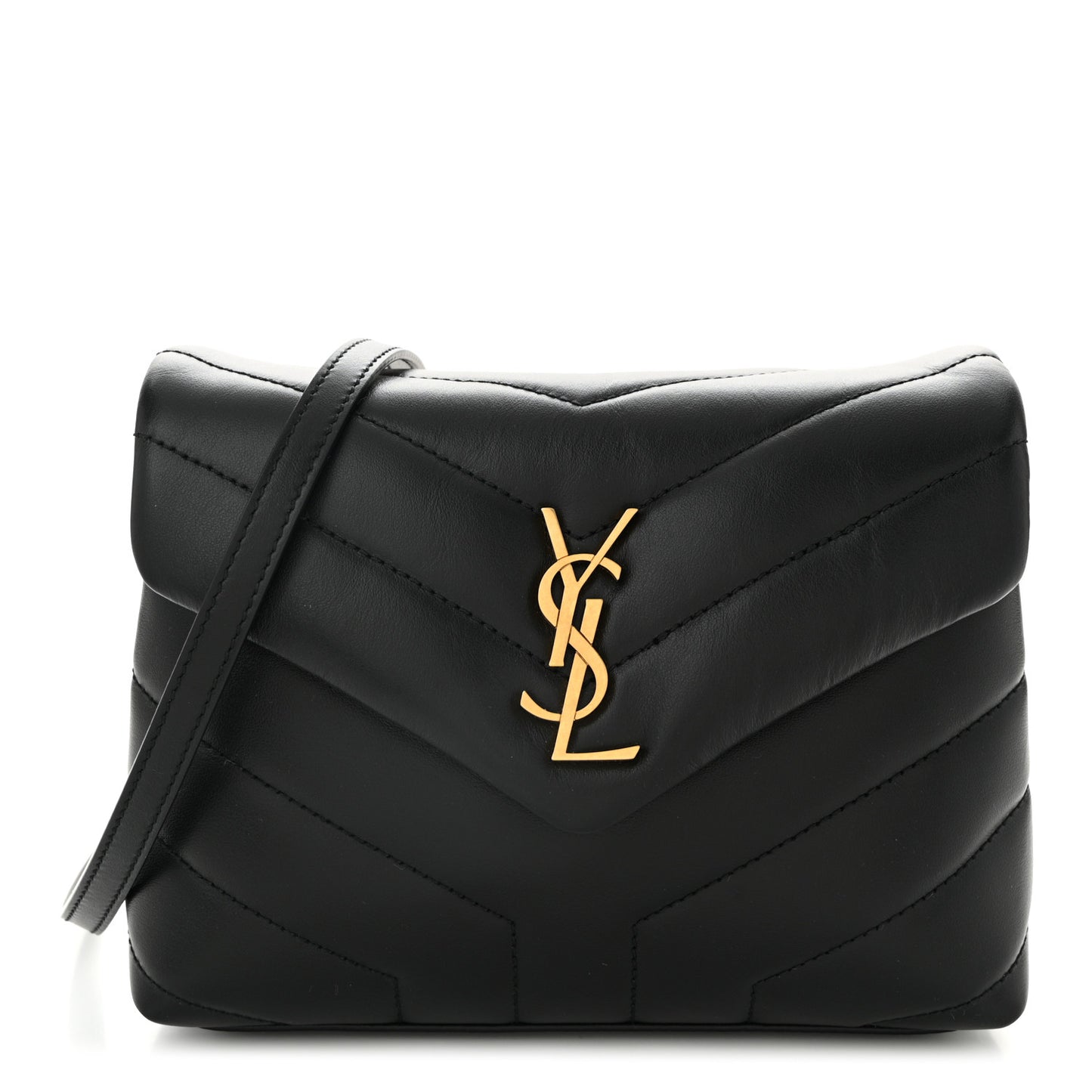 Calfskin Y Quilted Monogram Toy Loulou Crossbody Bag Black