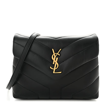 Saint Laurent Calfskin Y Quilted Monogram Toy Loulou Crossbody Bag Black 1 of 10