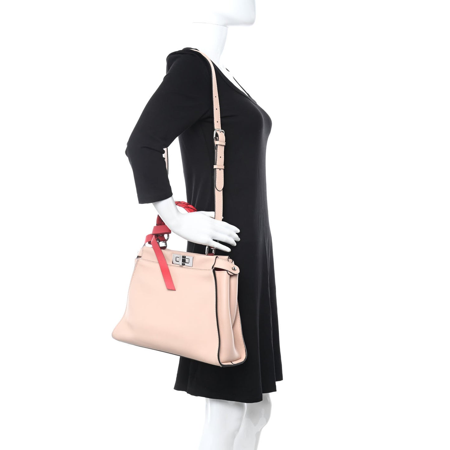 Vitello Seta Nappa Ribbon Medium Peekaboo Iconic Satchel Plaster Fiamma