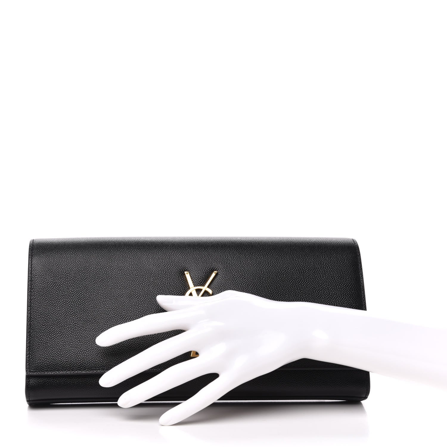 Saint Laurent Grain De Poudre Monogram Cassandre Clutch Black 2 of 8