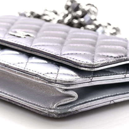 Chanel Gradient Metallic Lambskin Quilted Like A Wallet Wallet On Chain WOC Silvery Black 10 of 11