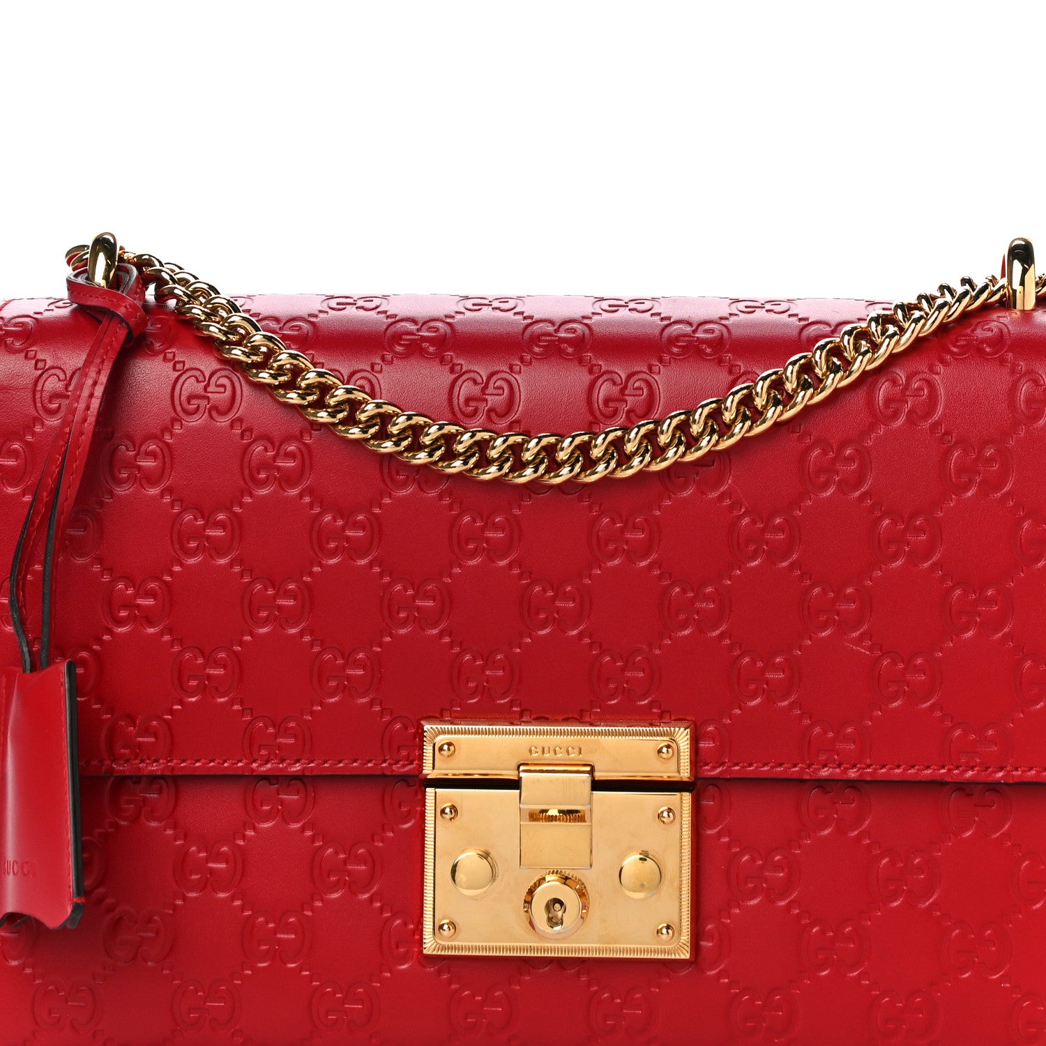 Gucci Guccissima Medium Padlock Shoulder Bag Hibiscus Red 9 of 17