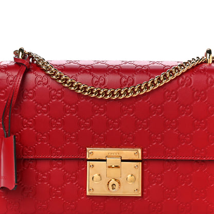 Gucci Guccissima Medium Padlock Shoulder Bag Hibiscus Red 9 of 17