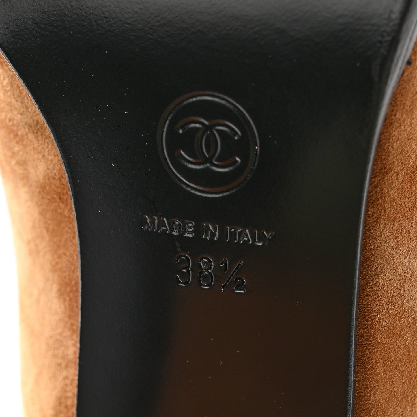 Suede Calfskin Lambskin Quilted Knee High Heel Boots 38.5 Beige