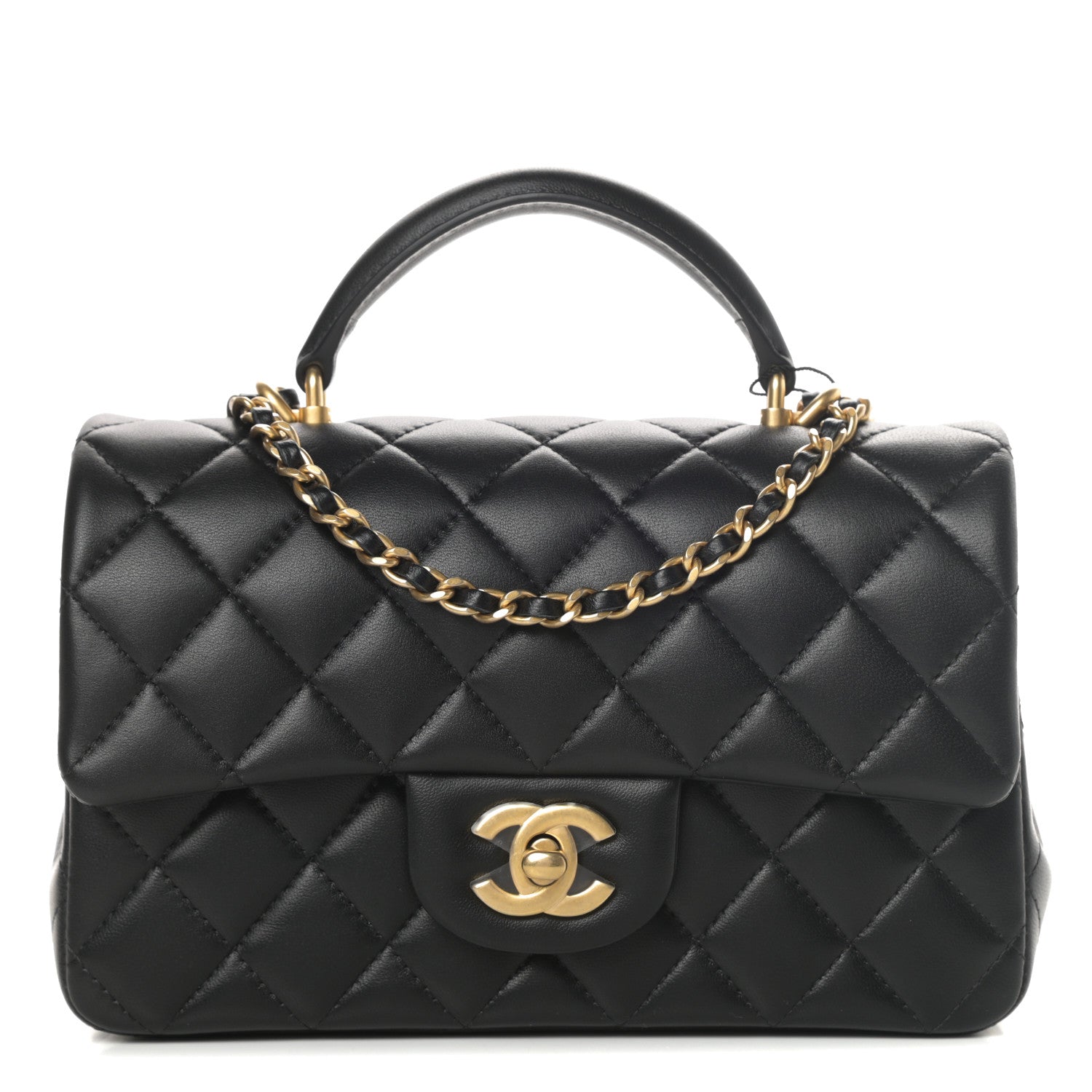 Chanel Lambskin Quilted Mini Top Handle Rectangular Flap Black 1 of 11