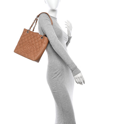 Chanel Caviar Quilted Petit Shopping Tote PST Dark Beige 2 of 11