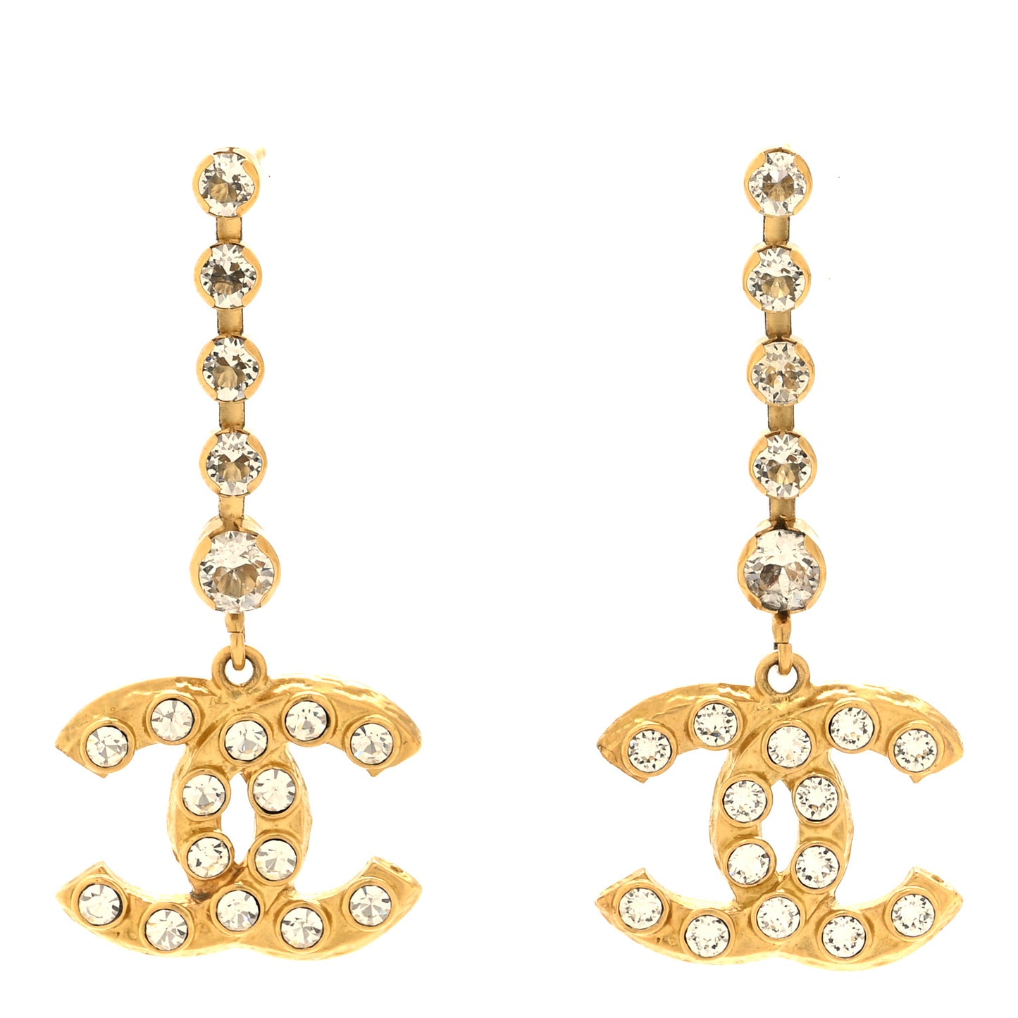 Crystal CC Drop Earrings Gold