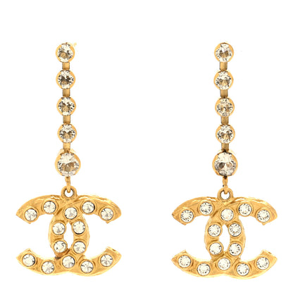 Chanel Crystal CC Drop Earrings Gold 1 of 4