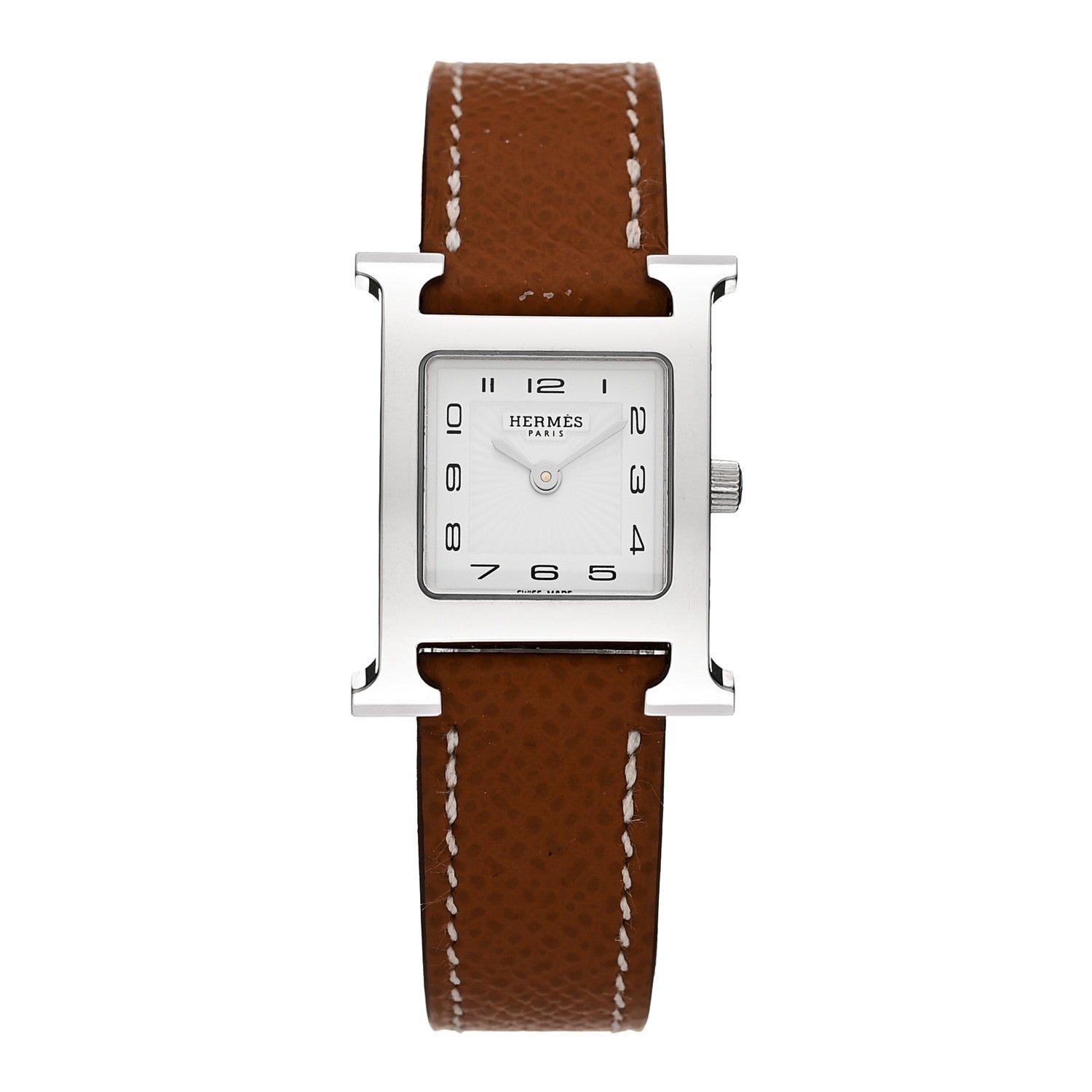 Hermes Stainless Steel Epsom 21mm Heure H Hour Quartz Watch Gold 1 of 5
