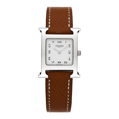 Hermes Stainless Steel Epsom 21mm Heure H Hour Quartz Watch Gold 1 of 5