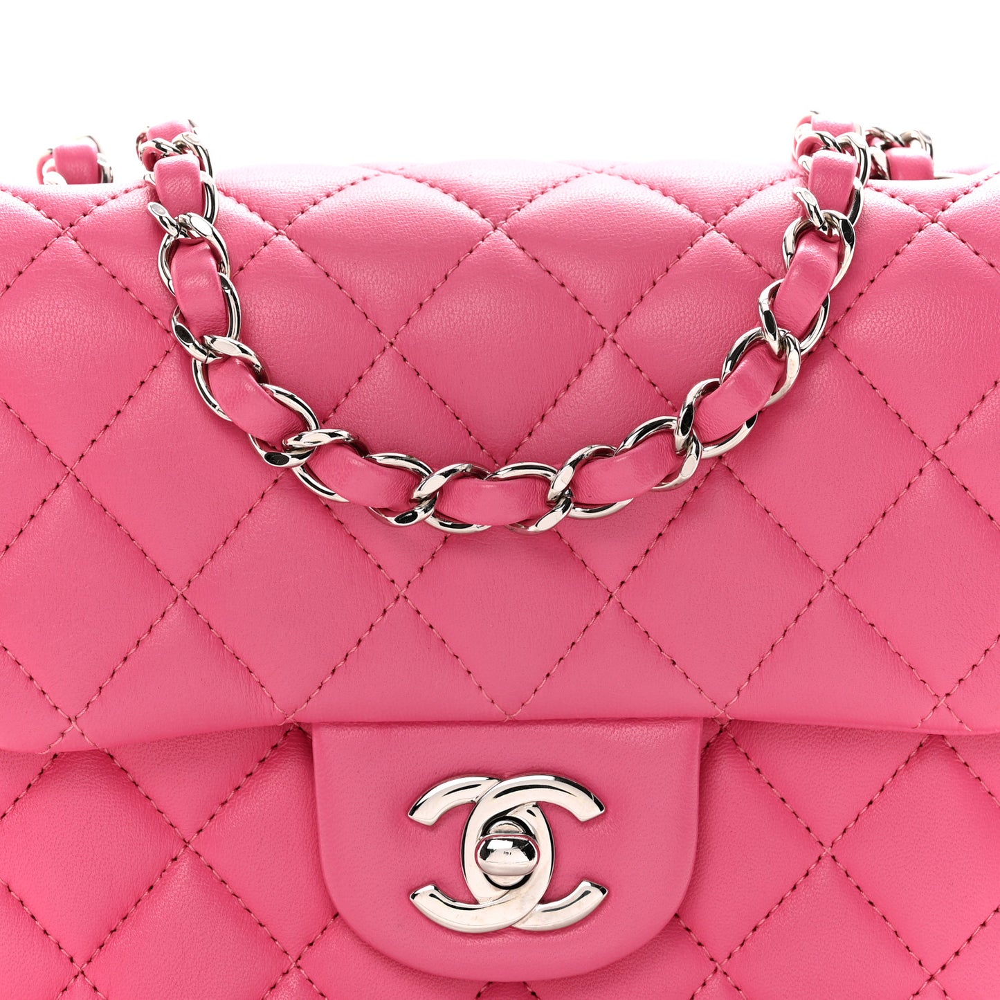 Lambskin Quilted Mini Square Flap Pink