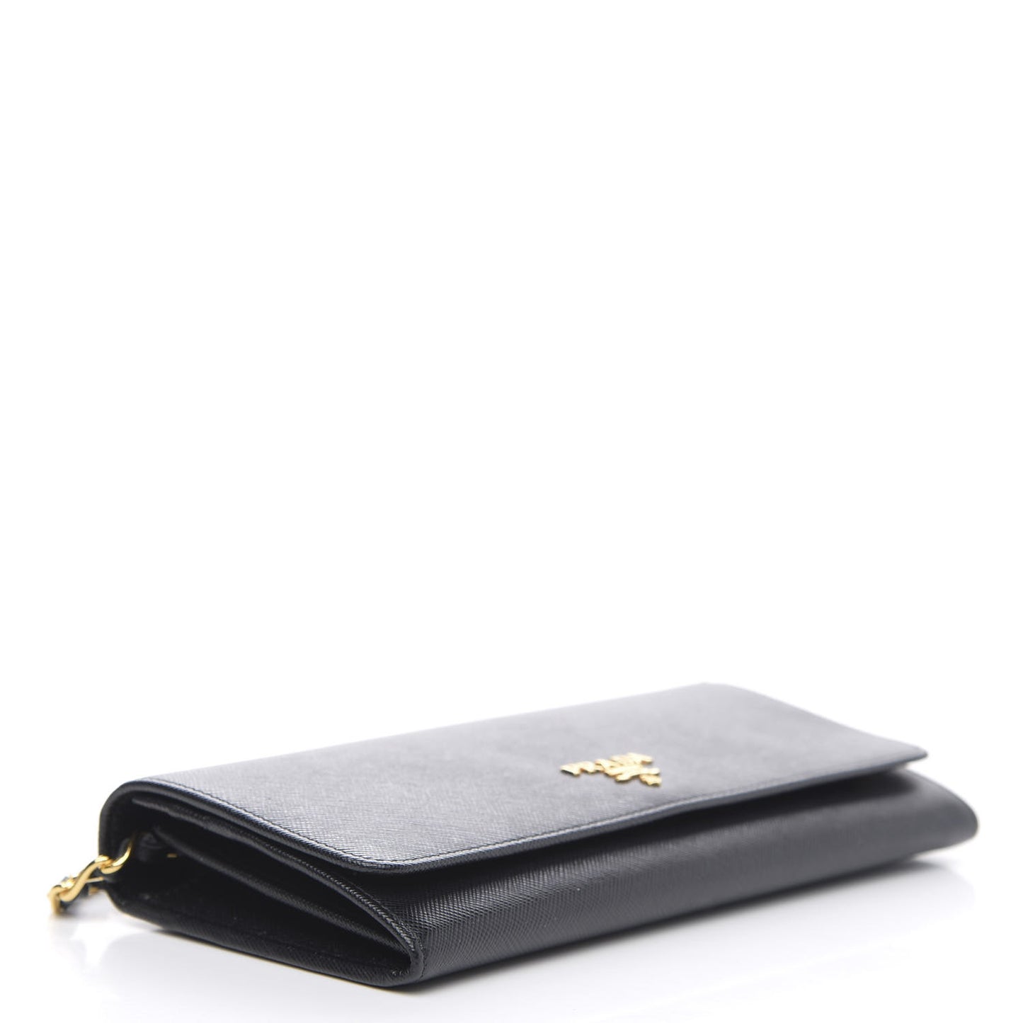 Saffiano Metal Oro Chain Wallet Black
