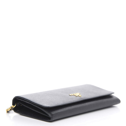 Prada Saffiano Metal Oro Chain Wallet Black 4 of 8