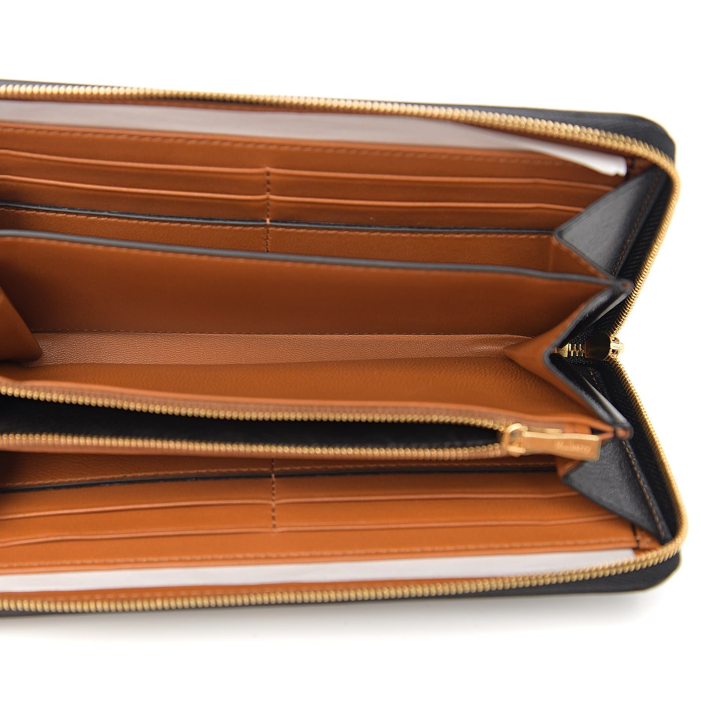 Silky Calfskin Colorblock 12 Card Zip Around Wallet Nutmeg