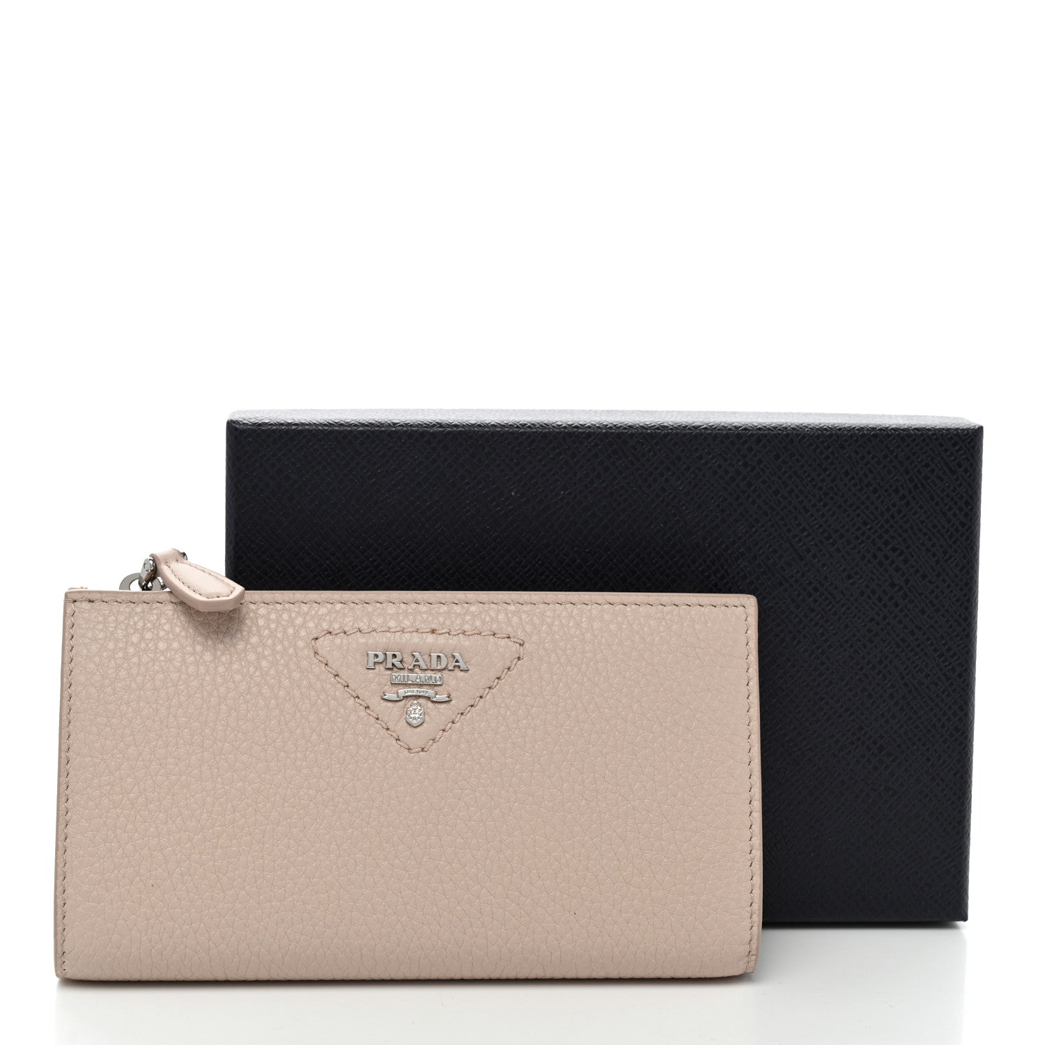 Prada Vitello Daino Triangle Continental Zip Wallet Ninfea 8 of 8