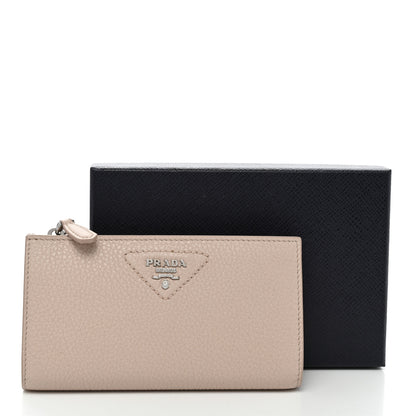Prada Vitello Daino Triangle Continental Zip Wallet Ninfea 8 of 8