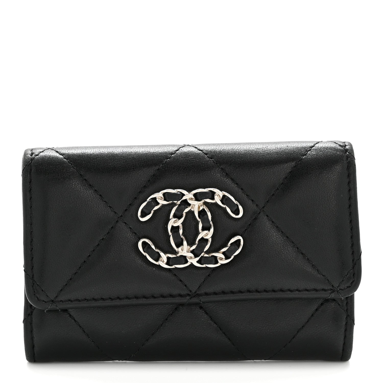 Chanel Lambskin Quilted Chanel 19 Flap Card Holder Black 1866780