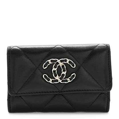 Chanel Lambskin Quilted Chanel 19 Flap Card Holder Black 1 of 11