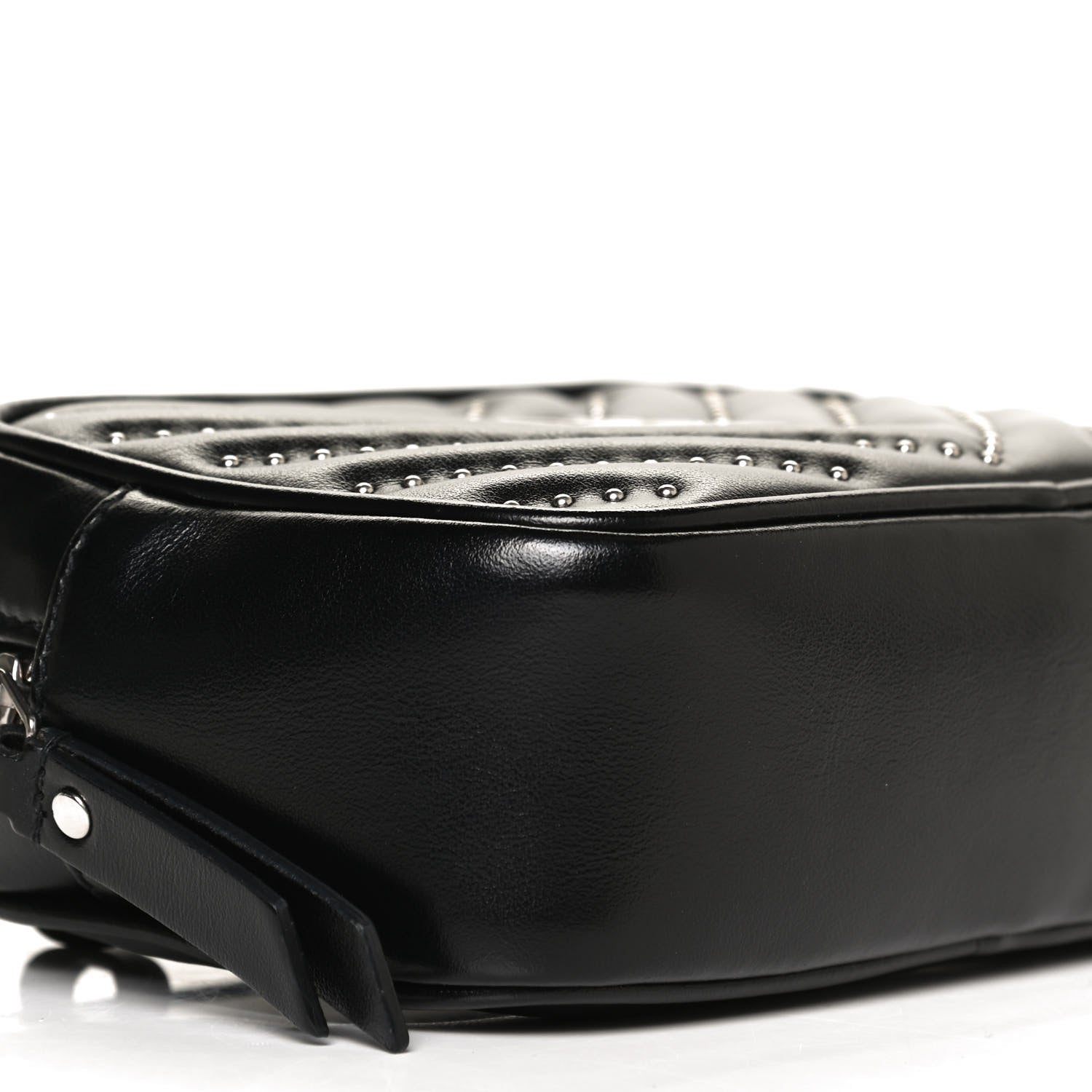 Saint Laurent Calfskin Matelasse Studded Monogram Lou Belt Bag Black 9 of 10