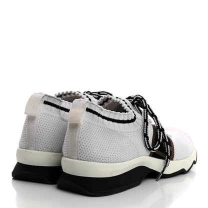 Fendi Stretch Knit Jacquard FF Lace-Up Sock Sneakers 38 Tobacco White Black 4 of 8