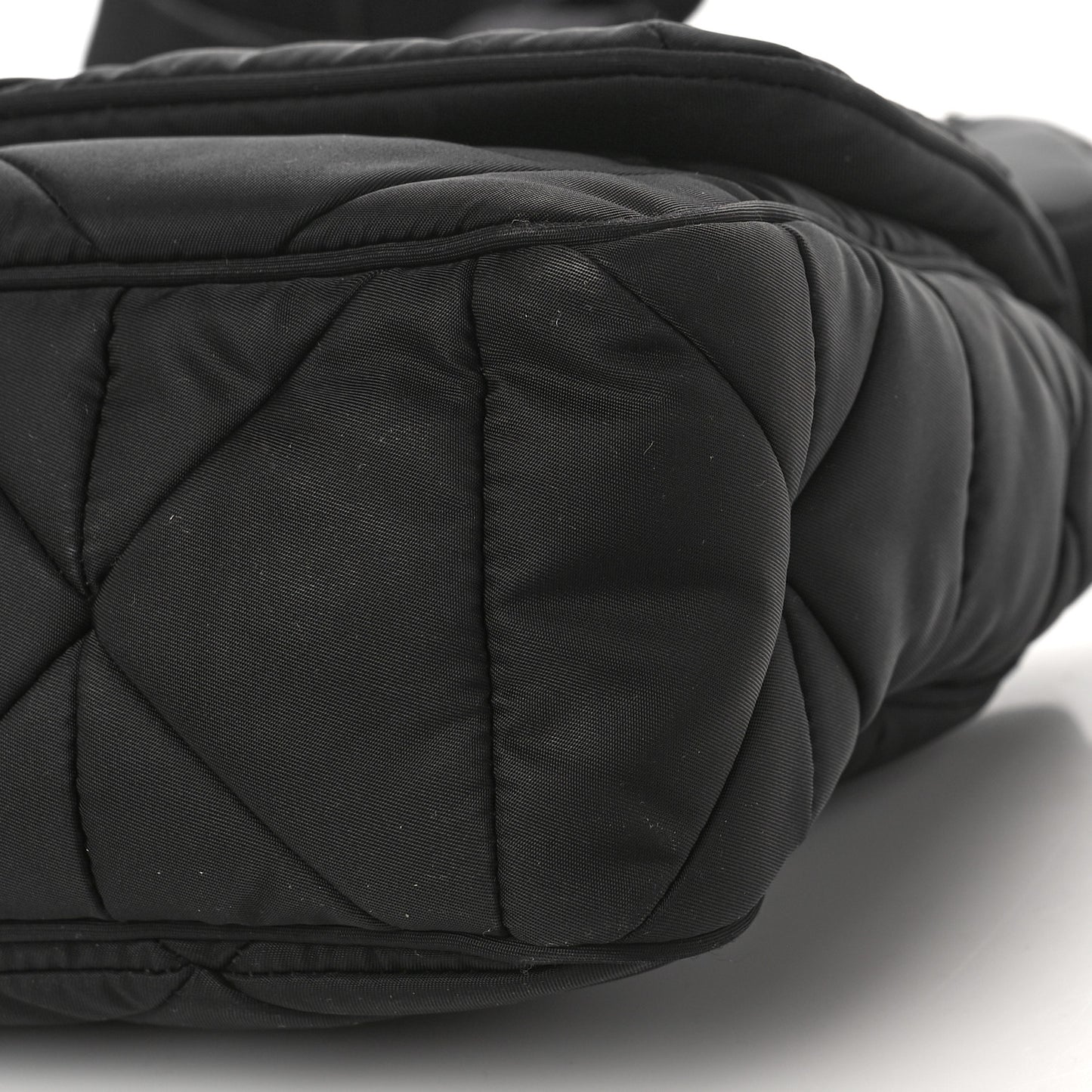 Re-Nylon Quilted Padded Flap Shoulder Bag Black