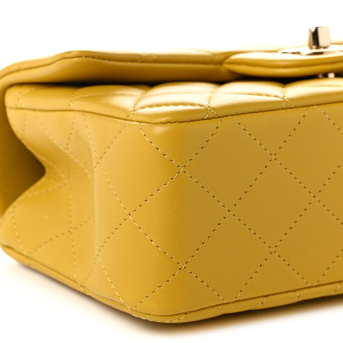Chanel Lambskin Quilted Mini Top Handle Rectangular Flap Yellow 9 of 11