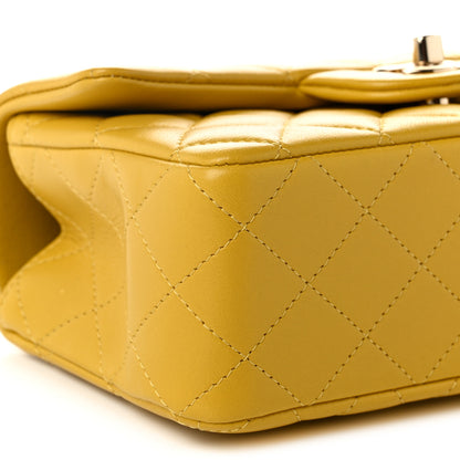 Chanel Lambskin Quilted Mini Top Handle Rectangular Flap Yellow 9 of 11