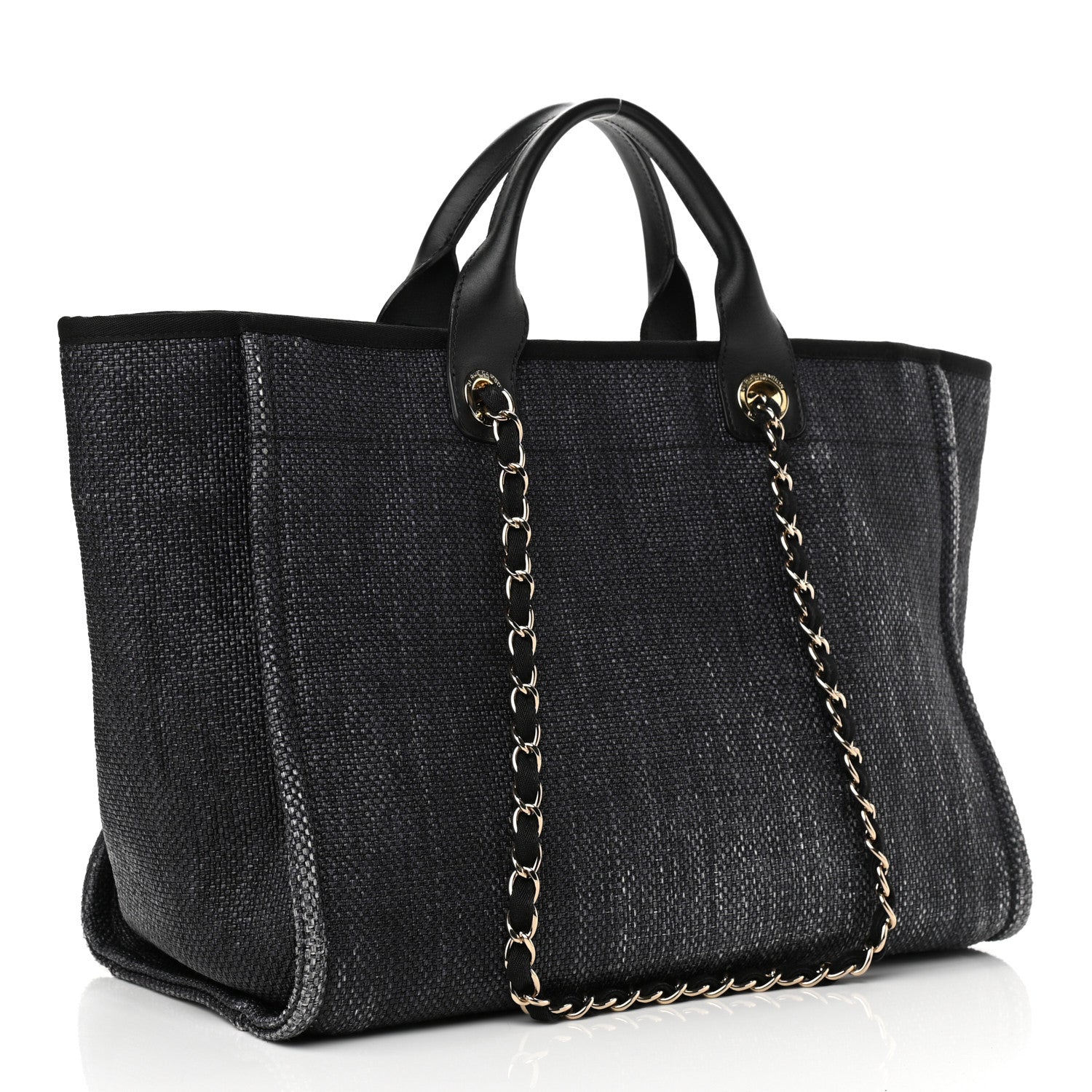 Chanel Woven Straw Raffia Medium Deauville Tote Black 3 of 12