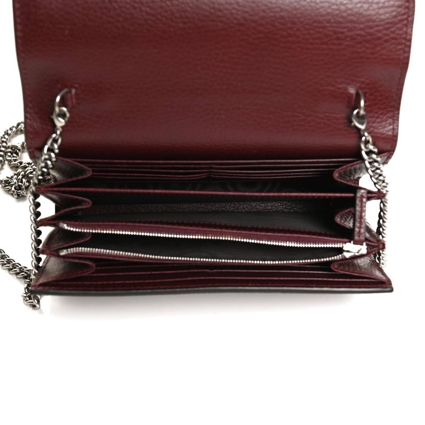 Dollar Calfskin Crystal Mini Dionysus Chain Wallet Vintage Bordeaux