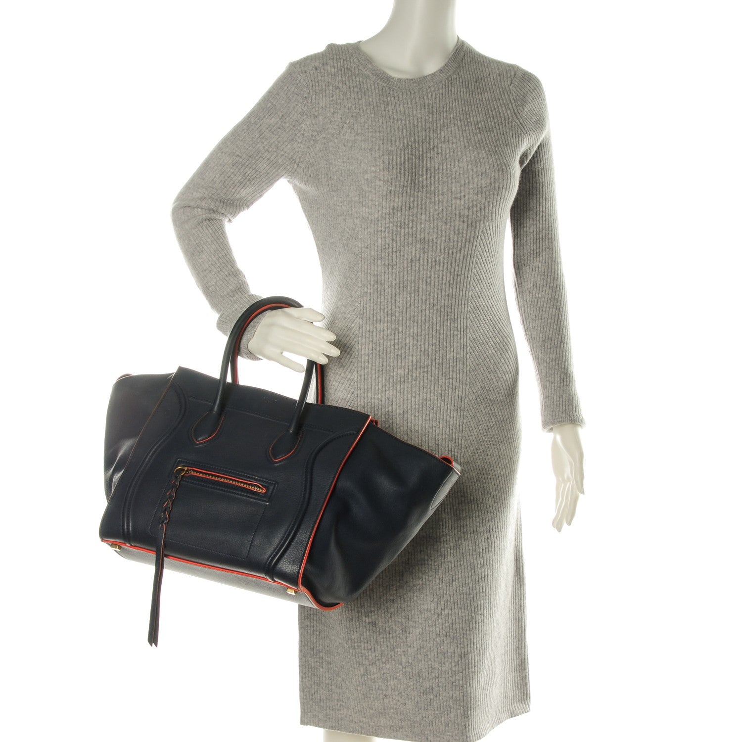 Celine Supple Calfskin Medium Phantom Luggage Midnight 2 of 8