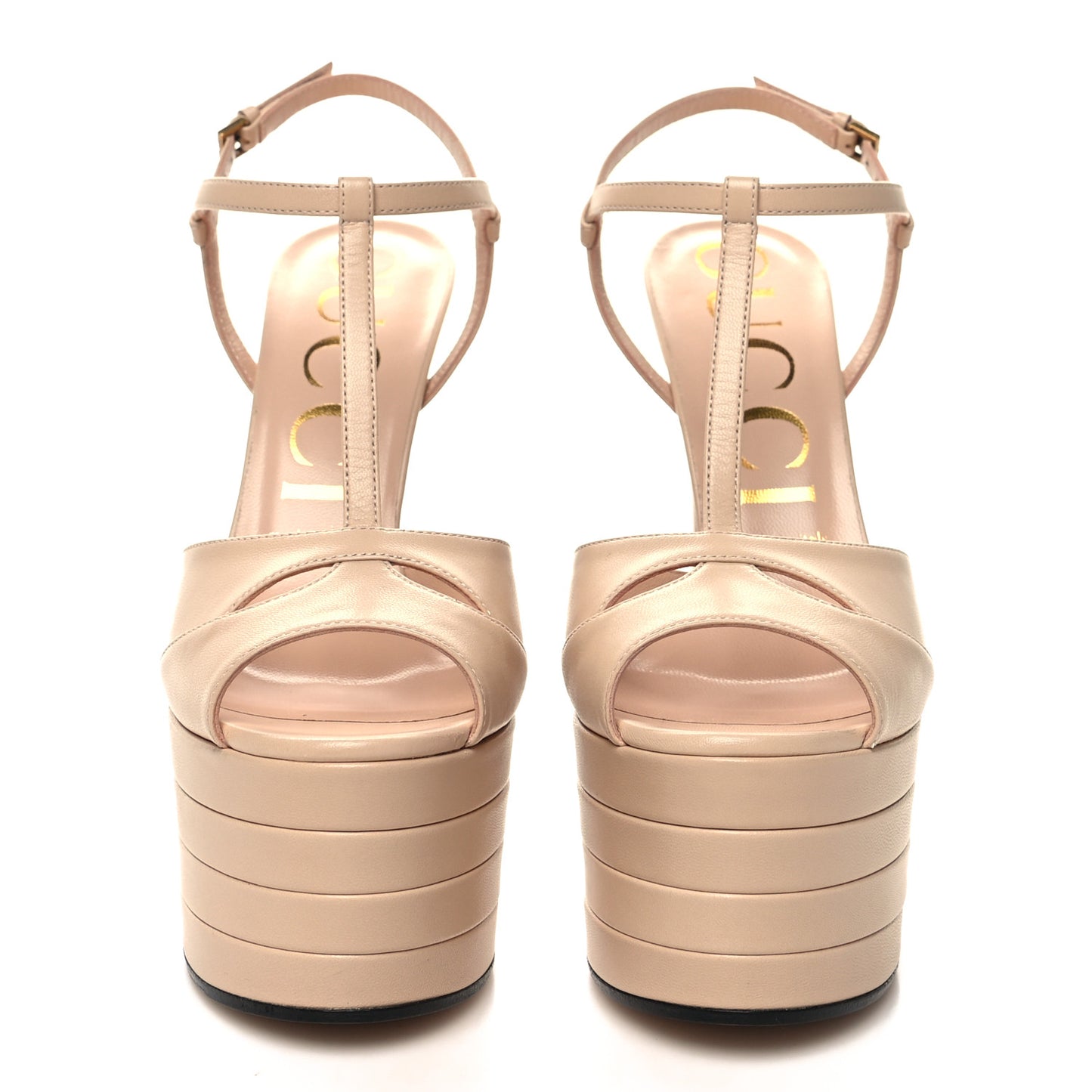 Malaga Kid Angel T-Strap Platform High Heel Pumps 38.5 Skin Rose