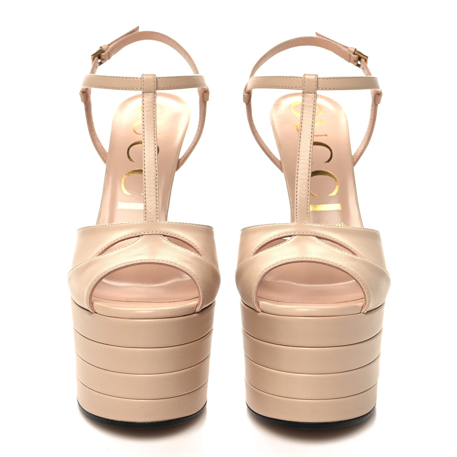 Gucci Malaga Kid Angel T-Strap Platform High Heel Pumps 38.5 Skin Rose 2 of 7