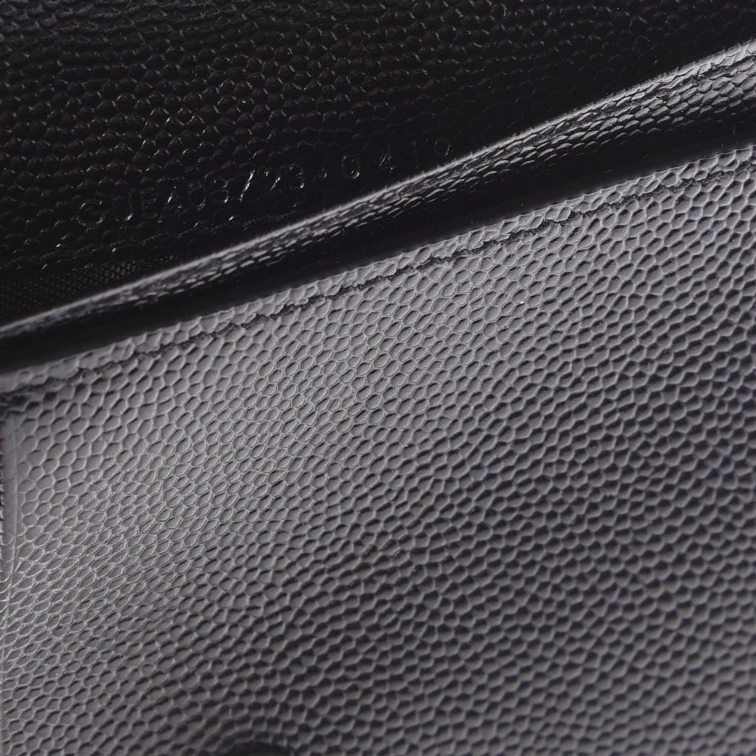Saint Laurent Grain De Poudre Matelasse Chevron Monogram Compact Zip Around Wallet Black 8 of 10