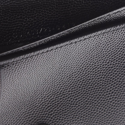 Saint Laurent Grain De Poudre Matelasse Chevron Monogram Compact Zip Around Wallet Black 8 of 10