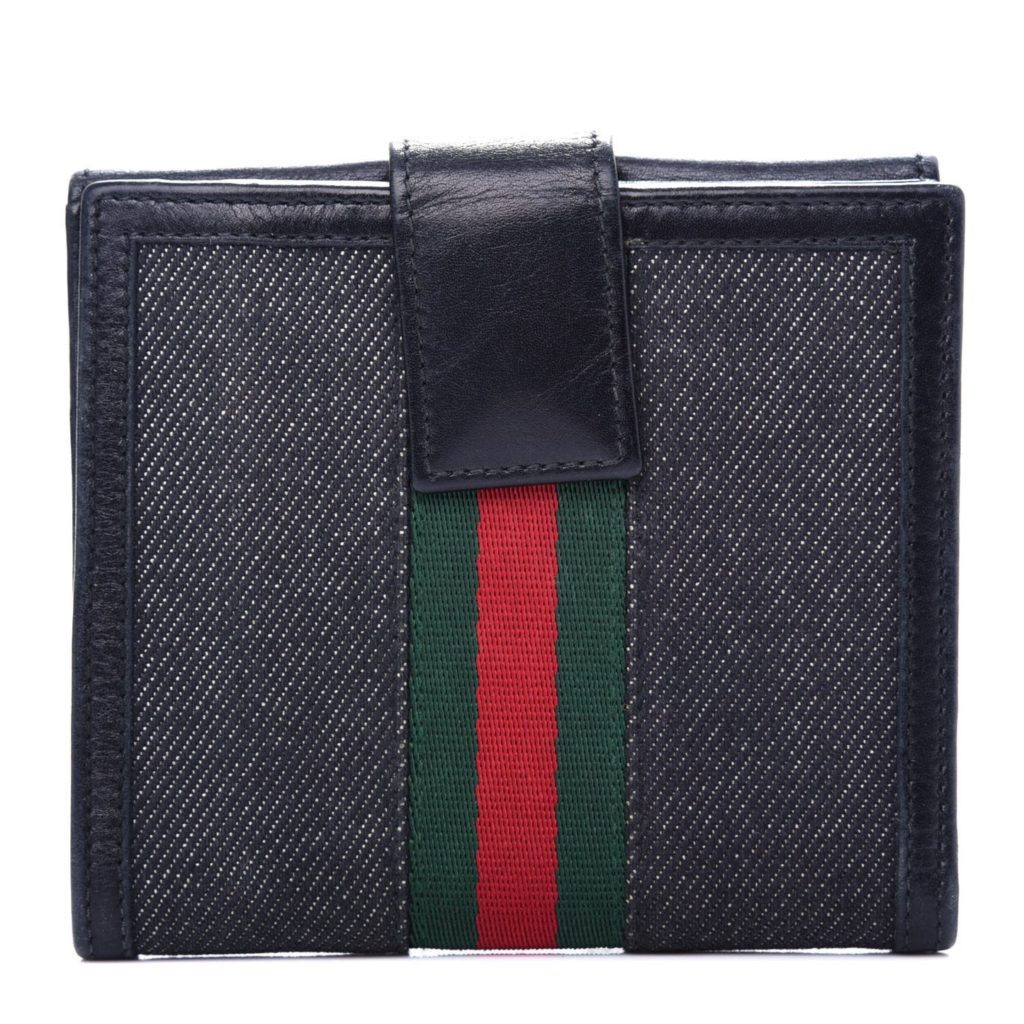 Calfskin Web Compact Wallet Black