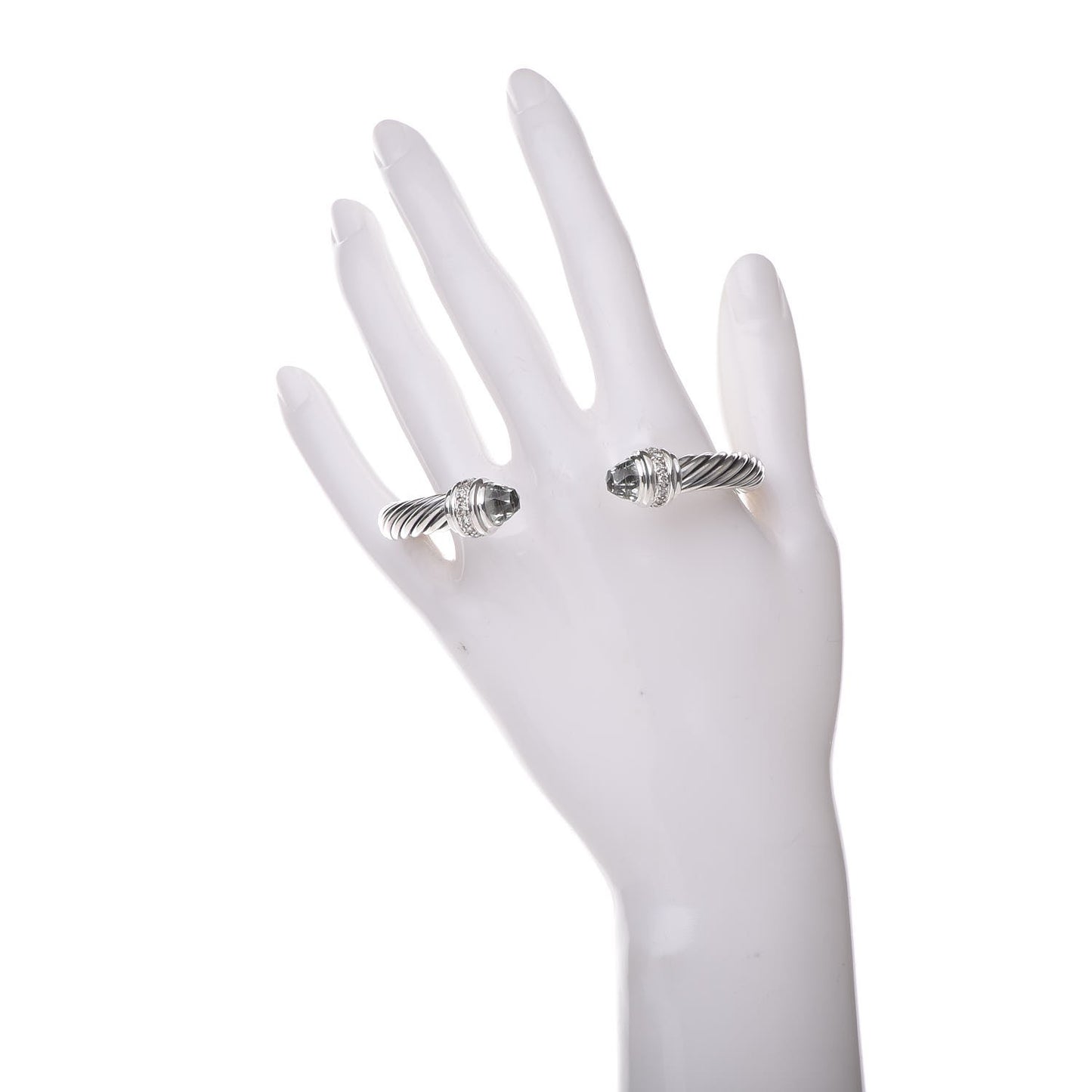 Sterling Silver Diamond Prasiolite 7mm Cable Classics Bracelet